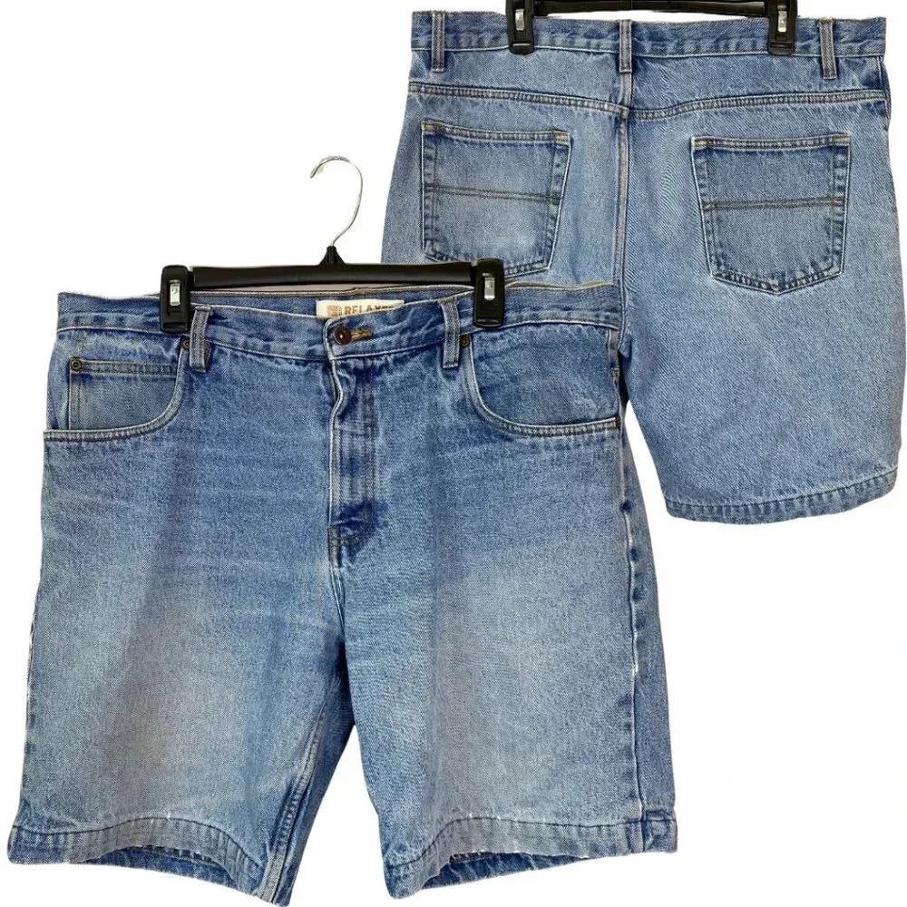 Vintage Faded Glory Men's Size 36 9" Relaxed Fit Bermuda Denim Shorts Jorts Blue